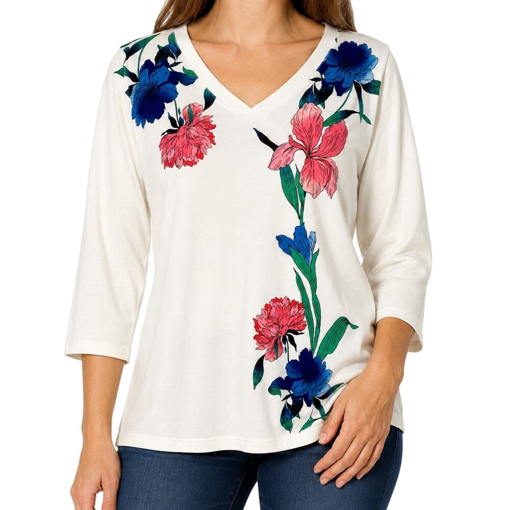 NEW NWT Chicos Plus Size XXL US 16/18 4 Tropical Short Sleeve Shirt Top Hawaii